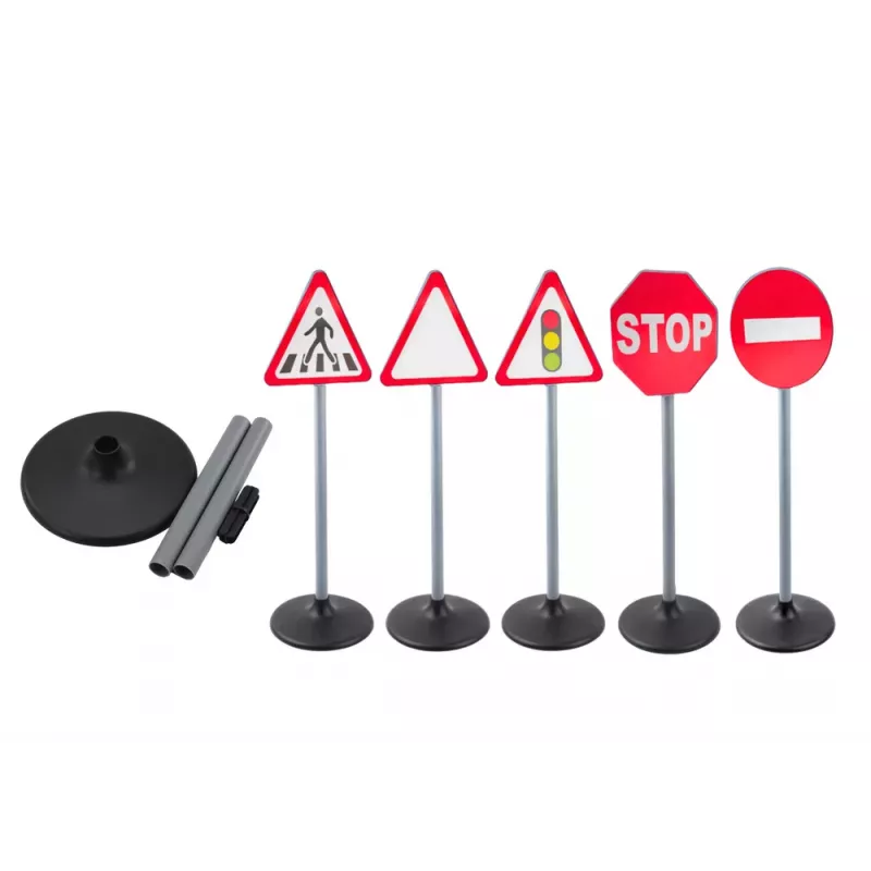 LEAN TOYS Lernspielzeug Verkehrsschilder Warnset 5 Stück 70 cm