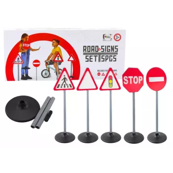 LEAN TOYS Lernspielzeug Verkehrsschilder Warnset 5 Stück 70 cm