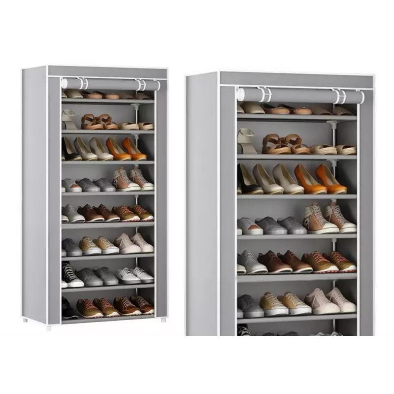 LEAN 8-stöckiger Schuhregal-Organizer mit staubdichtem Bezug, grau