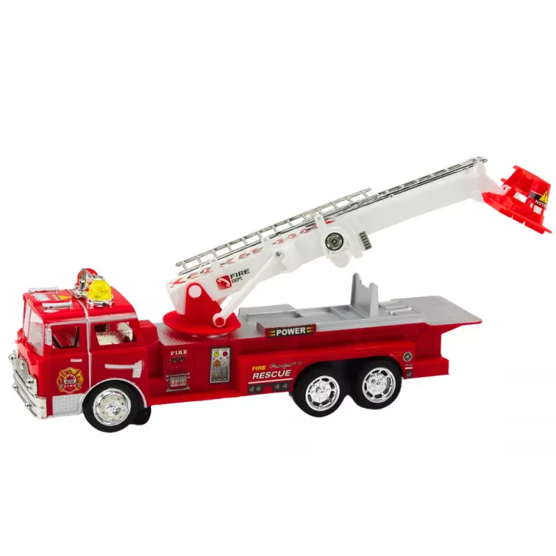 LEAN TOYS Feuerwehrauto Rot mit Ausleger Lichter Geräusche