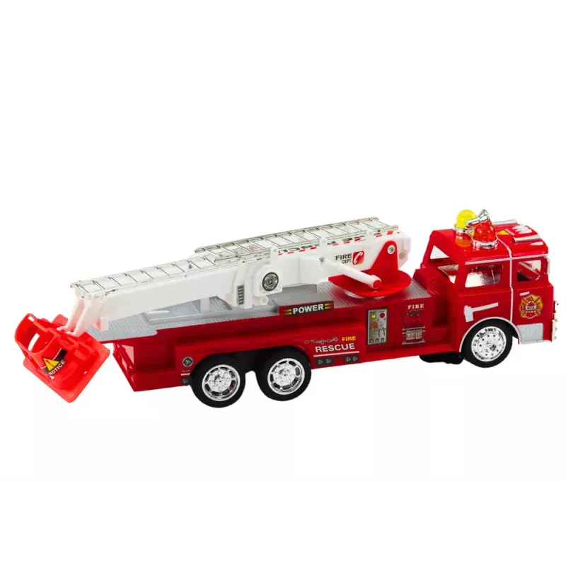 LEAN TOYS Feuerwehrauto Rot mit Ausleger Lichter Geräusche