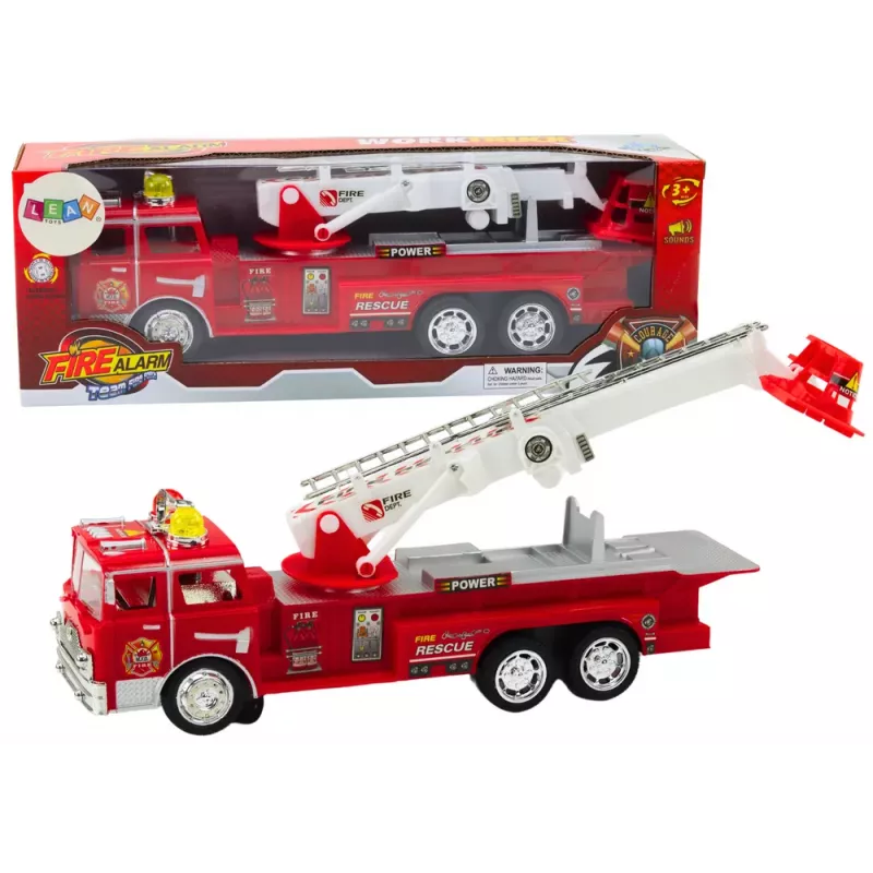 LEAN TOYS Feuerwehrauto Rot mit Ausleger Lichter Geräusche