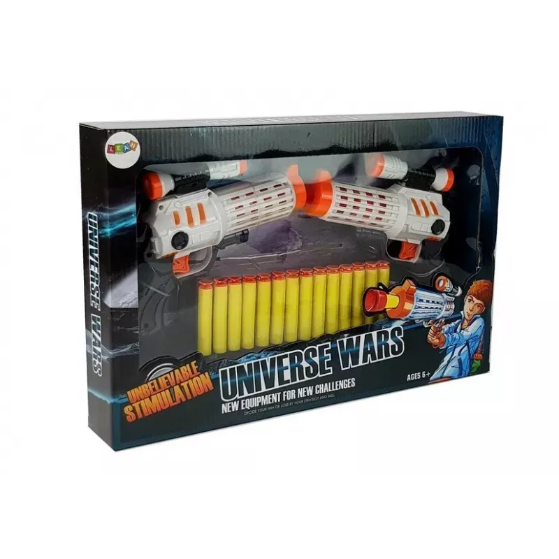 LEAN TOYS Set von 2 Schaumstoff-Dart-Blaster mit 20 Saugnapf-Darts - Manueller Federdruck-Spielzeugpistolen-Set für Kinder ab 6 Jahren