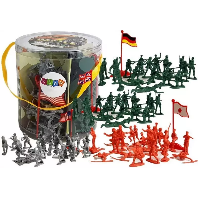 LEAN TOYS Großes Militärset 100 Teile Soldaten Flaggen