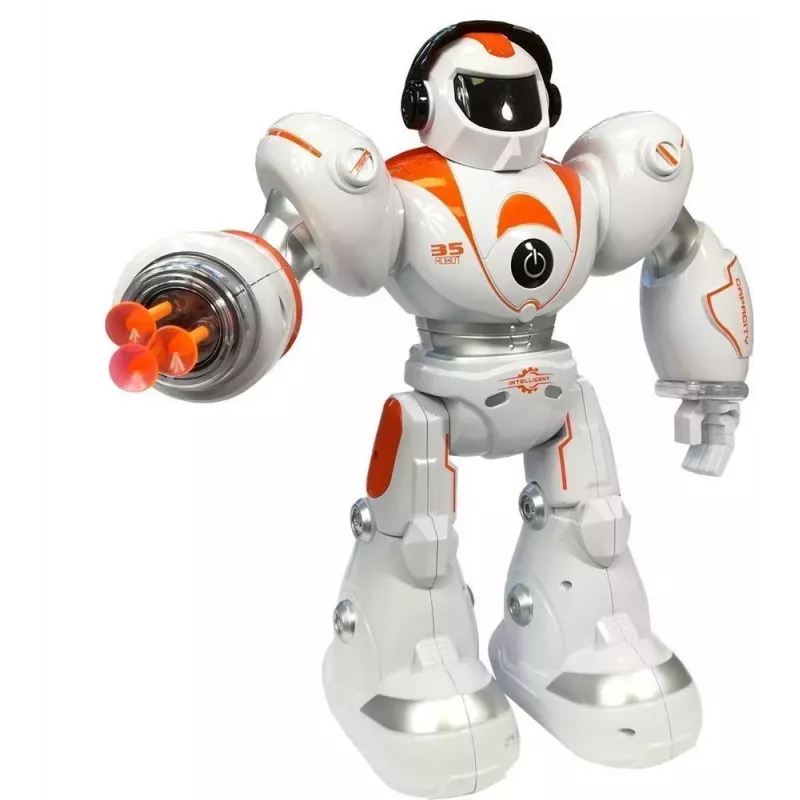 LEAN TOYS ferngesteuerter Roboter R/C schießt Geschosse