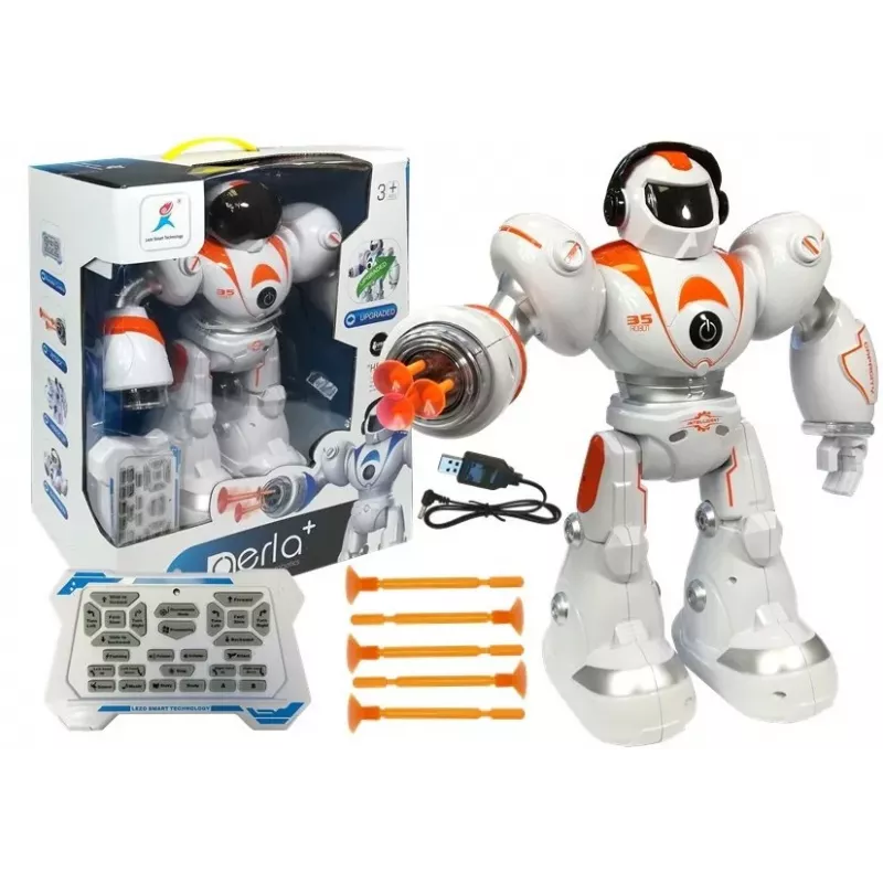LEAN TOYS ferngesteuerter Roboter R/C schießt Geschosse