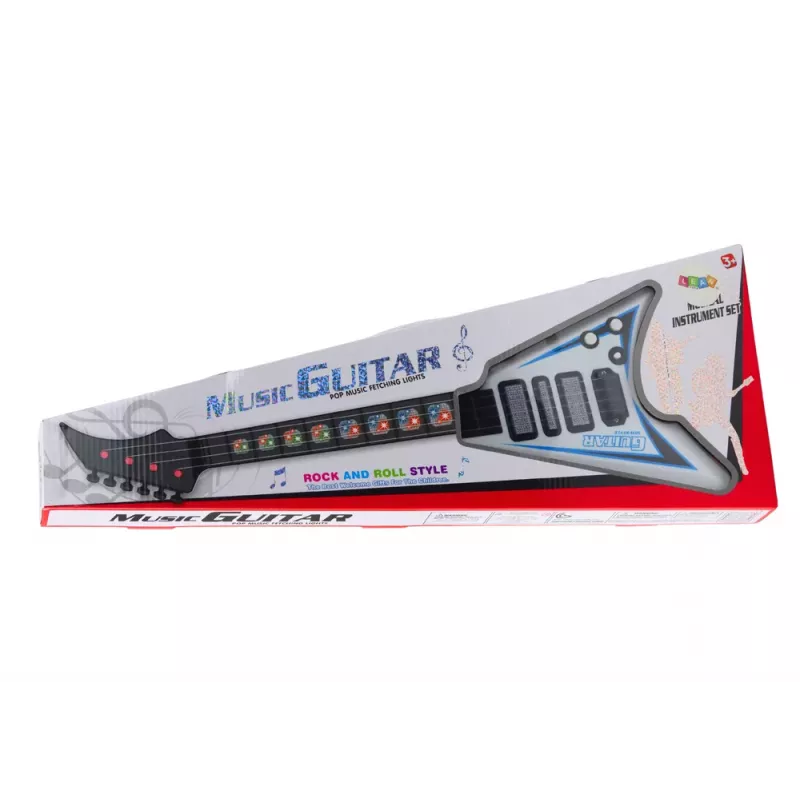 LEAN TOYS Elektrische Gitarre für Kinder mit Lichtern und Melodien Weiß