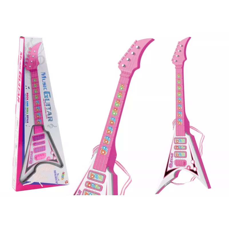 LEAN TOYS Elektrische Gitarre für Kinder mit Lichtern und Melodien, Pink