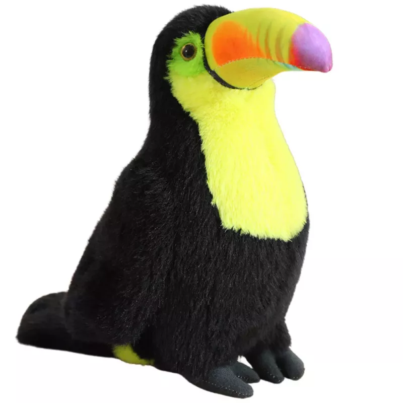 LEAN TOYS Plüschtukan Vogel Plüschtier Maskottchen Kuscheltier Gelb 20cm