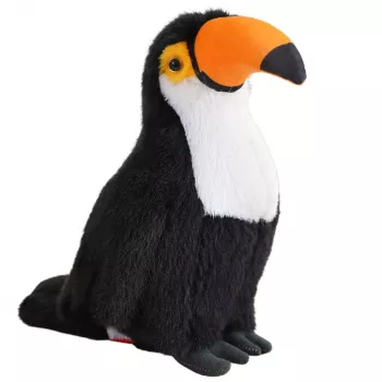 LEAN TOYS Plüschtier Maskottchen Kuschel-Tukan Vogel Schwarz-Weiß 30cm