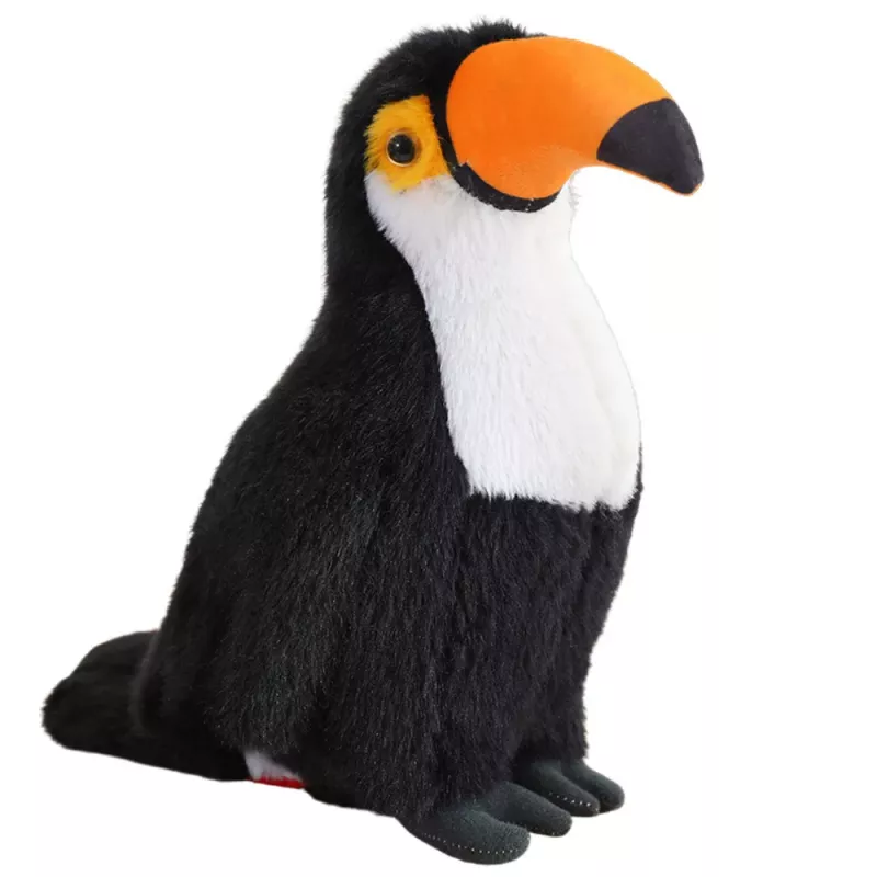 LEAN TOYS Plüschtier Maskottchen Kuschel-Tukan Vogel Schwarz-Weiß 30cm