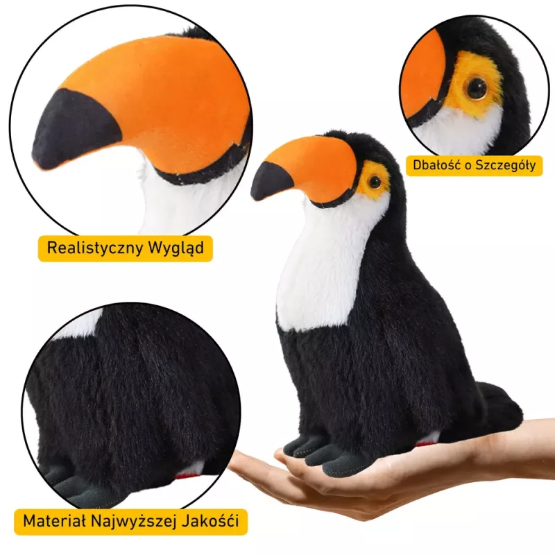 LEAN TOYS Plüschtier Maskottchen Kuschel-Tukan Vogel Schwarz-Weiß 30cm