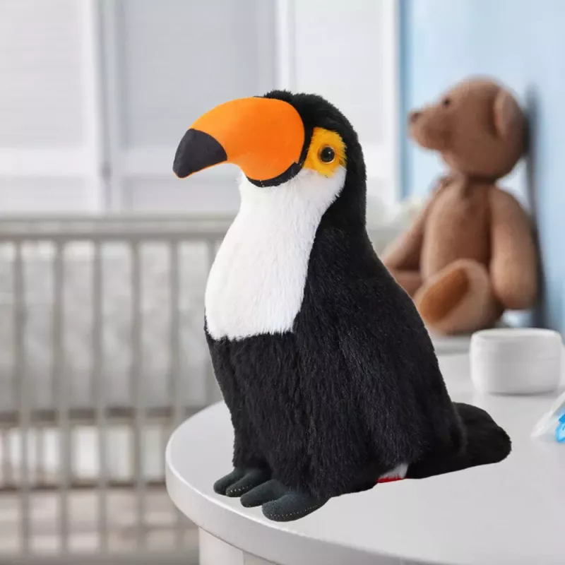 LEAN TOYS Plüschtier Maskottchen Kuschel-Tukan Vogel Schwarz-Weiß 30cm