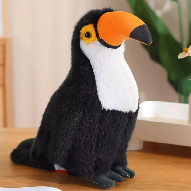 LEAN TOYS Plüschtier Maskottchen Kuschel-Tukan Vogel Schwarz-Weiß 30cm