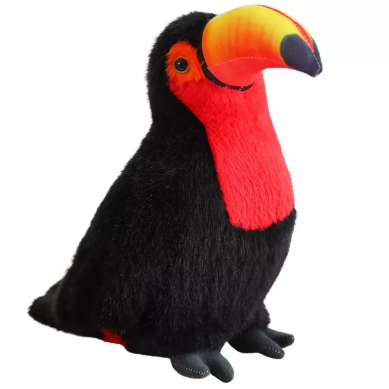 LEAN TOYS Plüsch-Tukan Vogel Plüschtier Maskottchen Kuscheltier Rot 30cm
