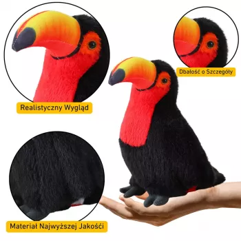 LEAN TOYS Plüschtukan Vogel Plüschtier Maskottchen Kuscheltier Rot 35cm
