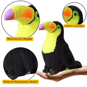 LEAN TOYS Plüsch-Tukan Vogel Plüschtier Maskottchen Kuscheltier Gelb 35cm