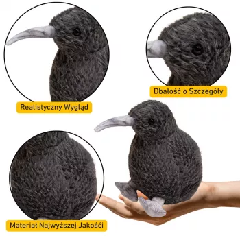 LEAN TOYS Plüsch-Kiwivogel Kuscheltier Maskottchen Schwarz 17cm