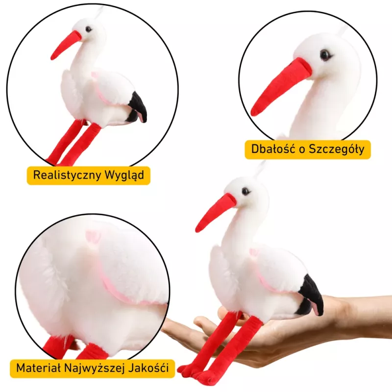 LEAN TOYS Plüsch-Storch Vogel Plüschtier Maskottchen Kuscheltier 37cm