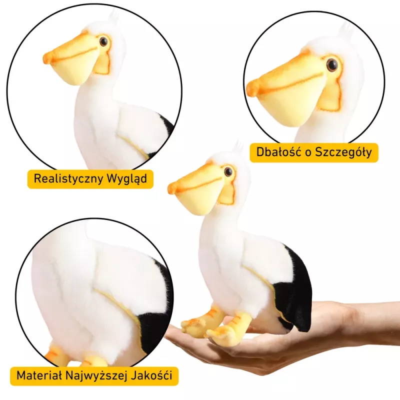 LEAN TOYS Plüschpelikan Vogel Plüschtier Maskottchen Kuscheltier 24cm