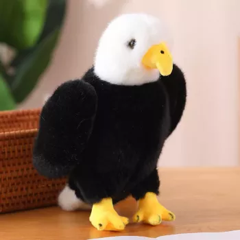LEAN TOYS Plüschadler Vogel Plüschtier Maskottchen Kuscheltier Schwarz und Weiß 25cm
