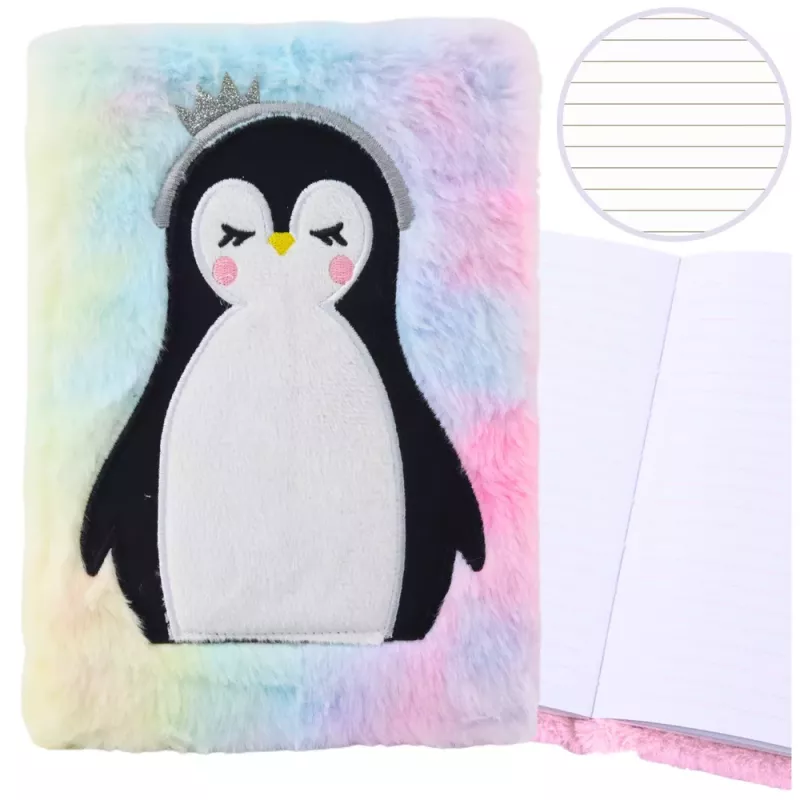 LEAN Plush Fur Notizbuch liniert Pinguin Notizbuch farbig A5