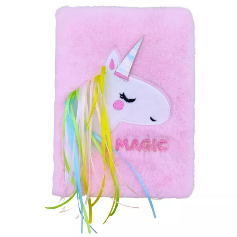 LEAN Plush Fur Notizbuch liniert mit Einhornmähne bunt A5