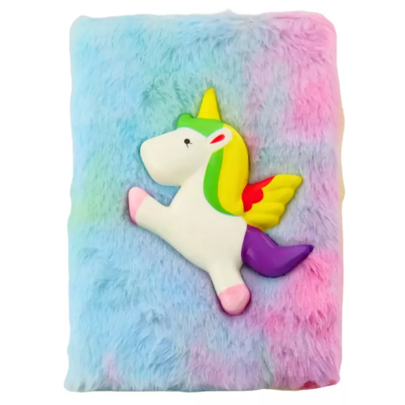 LEAN Plush Notizbuch liniert mit Einhorn 3D bunt