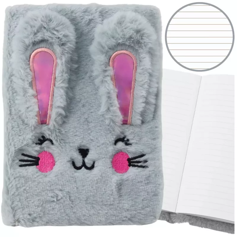 LEAN Plush Fur Notizbuch liniert mit Hasenmotiv A5