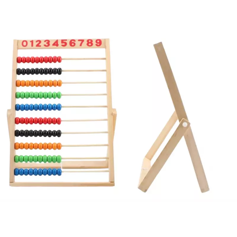 LEAN TOYS Holz-Schulabakus mit farbigen Perlen