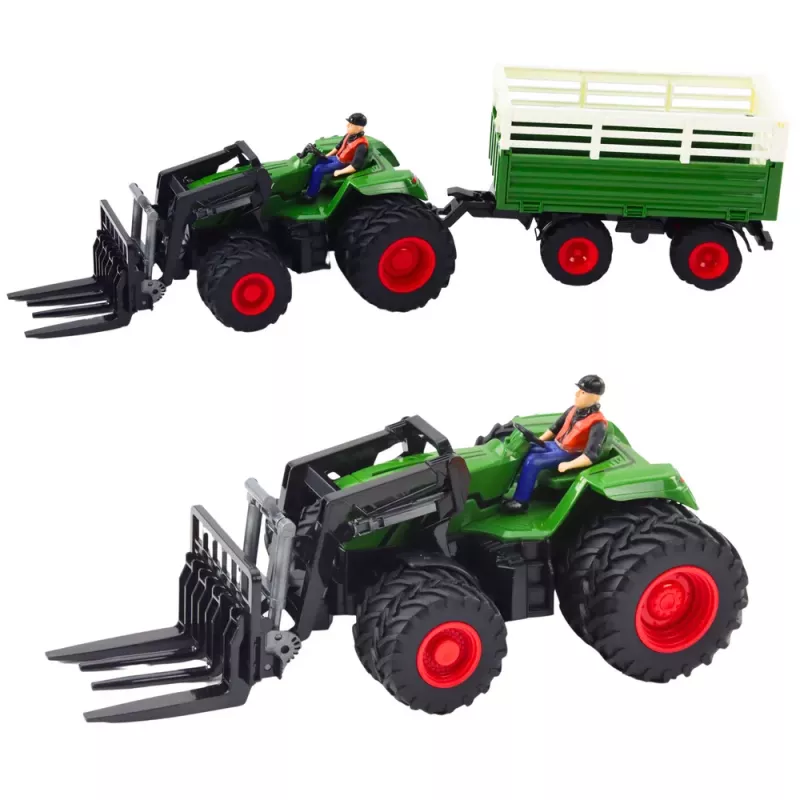 LEAN TOYS RC-Fernlenktraktor mit Anhänger und Gabel, Doppelräder