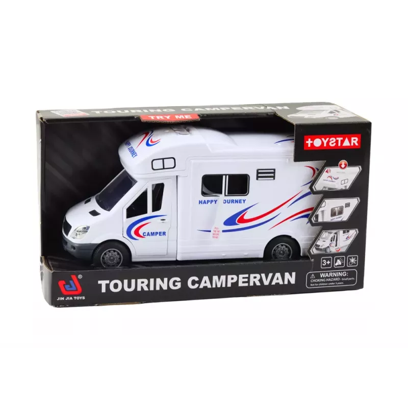 LEAN TOYS Car Camper White Lights Sounds Opening Doors