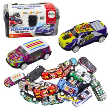 LEAN TOYS Auto-Set im Koffer 25 Teile mit Straßenmatte