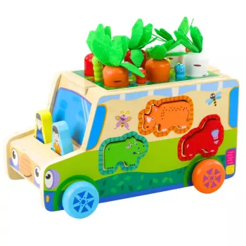 LEAN TOYS Pädagogisches Holzauto Formsortierer Labyrinth Puzzle