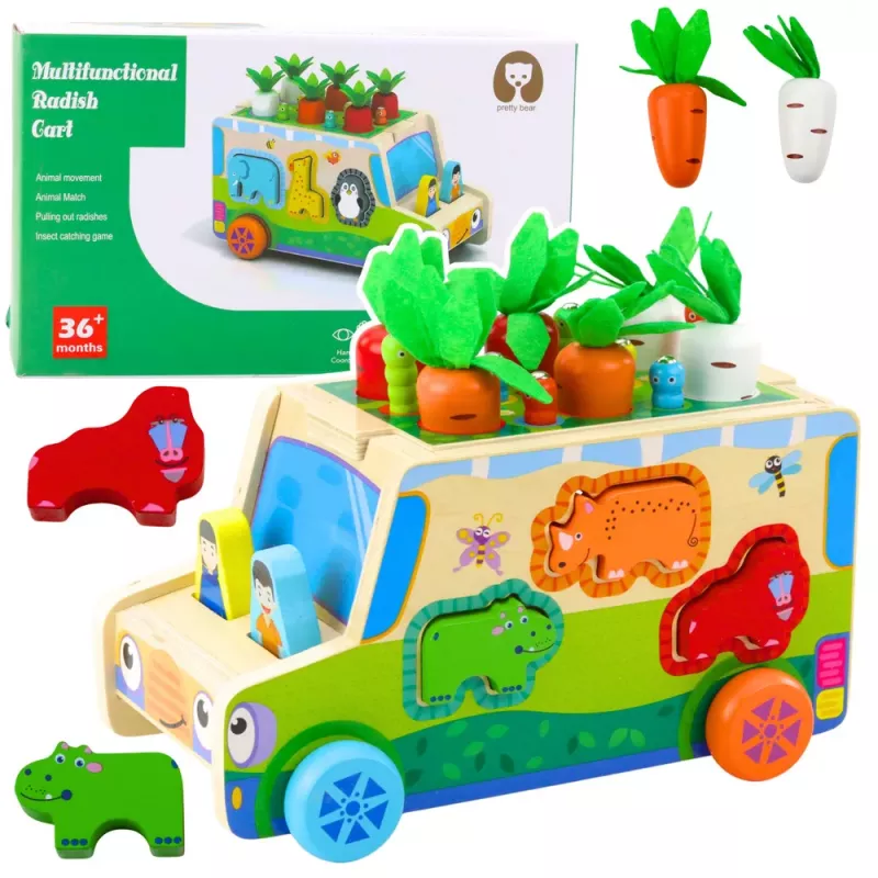 LEAN TOYS Pädagogisches Holzauto Formsortierer Labyrinth Puzzle