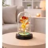 LEAN Eternal Crystal Rose in Dome with LED Lighting Red 21x11cm