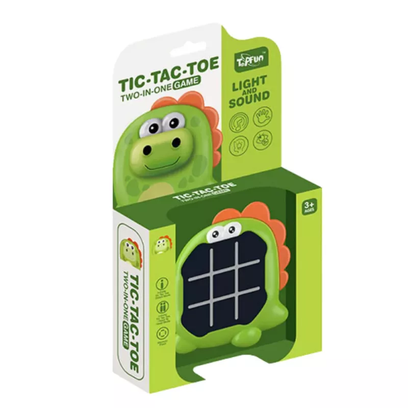 LEAN TOYS Electronic Game 3in1 Tic Tac Toe Memory Green Dinosaur