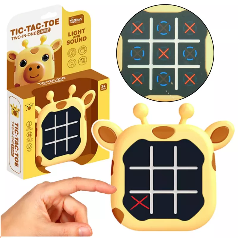 LEAN TOYS Electronic Game 3in1 Tic Tac Toe Memory Giraffe Yellow