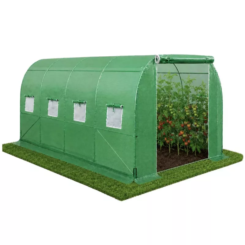LEAN Folientunnel-Gewächshaus für Gemüse, Fenster, Grün, UV, 4x2,5x2 m, 10 m²