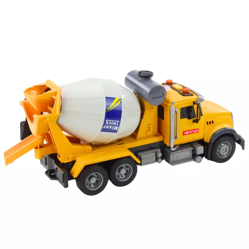 LEAN TOYS Betonmischer-LKW mit drehbarer Trommel, Licht- und Soundeffekten, Gelb