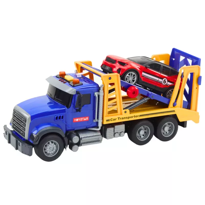 LEAN TOYS Auto-Transporter-Set mit Licht und Sound, 4 Spielzeugautos