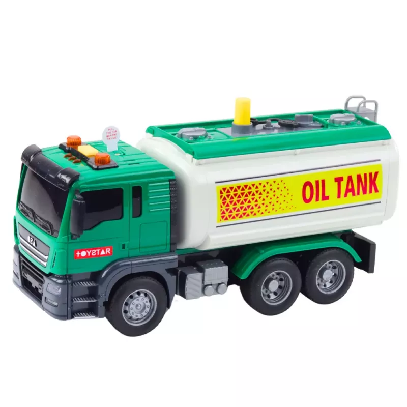 LEAN TOYS Truck Tanker Water Lights Sounds Grün 1:14