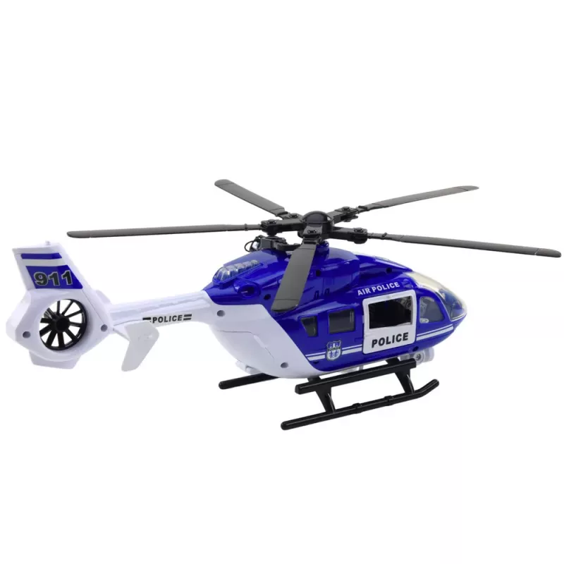 LEAN TOYS Polizeihubschrauber mit Haken, Trage, Lichtern und Geräuschen, Maßstab 1:14