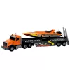 LEAN TOYS Truck mit Aufziehmotorboot, Lichtern und Geräuschen, orange Set