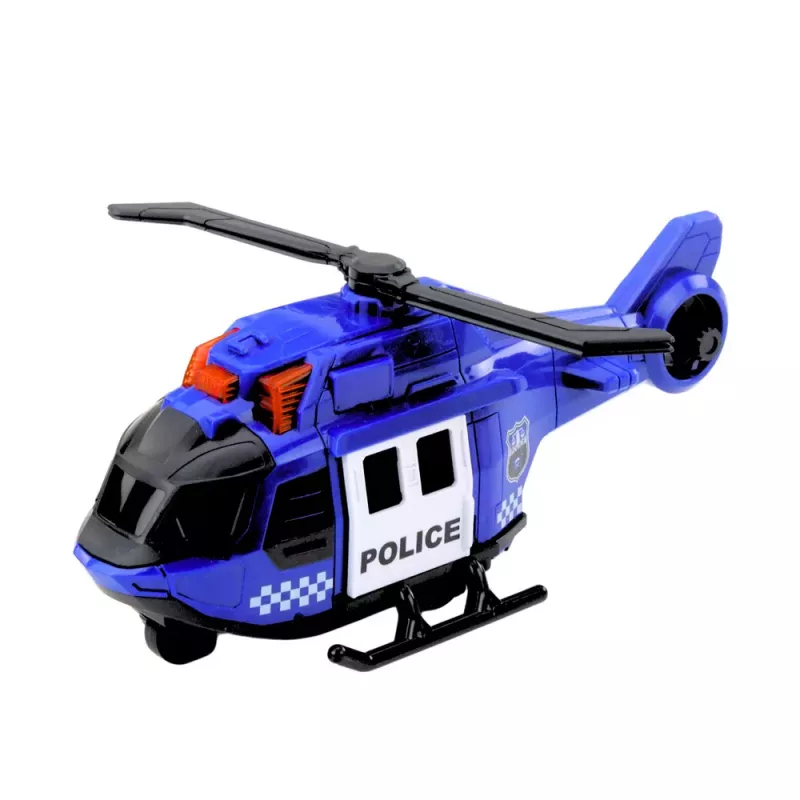 LEAN TOYS Polizei-LKW, Hubschrauber und Auto Set mit Licht und Sound