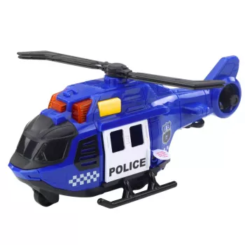 LEAN TOYS Polizeihubschrauber mit Kran, Lichtern und Geräuschen Blau