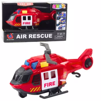 LEAN TOYS Feuerwehrhubschrauber mit Kran, Licht und Sound Rot