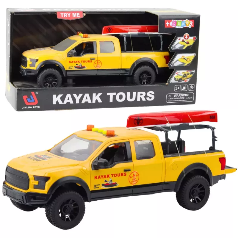 LEAN TOYS Off-Road Fahrzeug Kajak Transport Lichter Geräusche Gelb