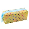 LEAN School Pencil Case Organizer Colorful Dots Large Zipper Gold 21x8cm