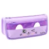 LEAN School Pencil Case Two Pockets Cat Motif Purple 22cm